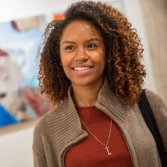 African American student at LC art gallery - SM