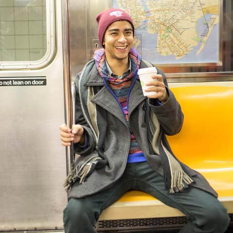 Male Student on Subway