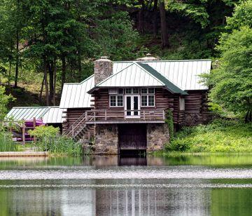 Lakeside lodge from the opposite side of calder lake
