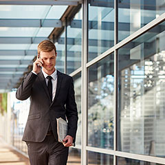 Man walking while on phone