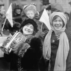 Women's suffragists demonstrate in February 1913 (Library of Congress, Prints & Photographs Division, LC-DIG-ggbain-12483, No known restrictions on publication.)