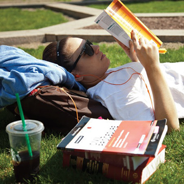 Student Reading Outside