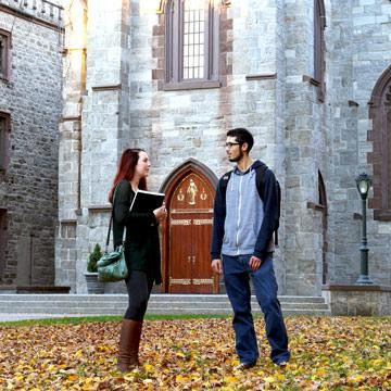 Students Talking Outside of the University Church