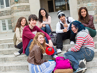 Students on the Steps of Keating Hall