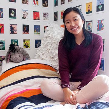 Student sitting in dorm