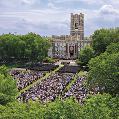 Aerial view of commencement at Rose Hill - SM