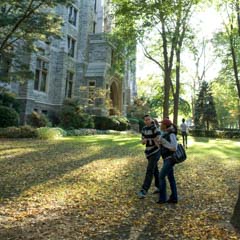 Students walking in front of building - SM