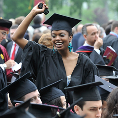 Female grad celebrating commencement - SM