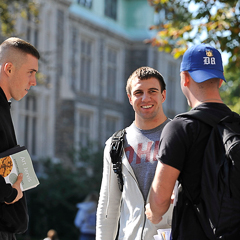 Three Students Meet Between Classes