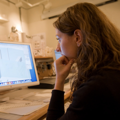 Female student looking at computer screen - SM