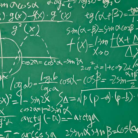 Stock photo of green board with physics equations - LG